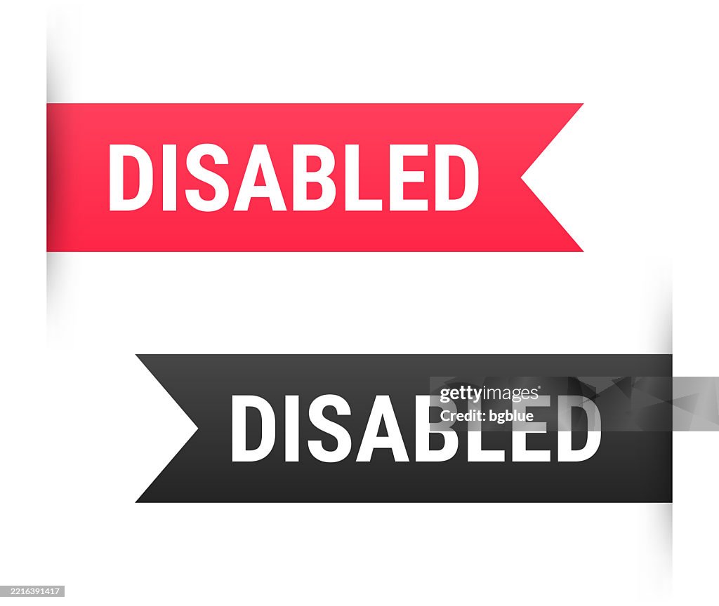 Disabled Banner Bookmark Ribbon Label On White Background High-Res ...