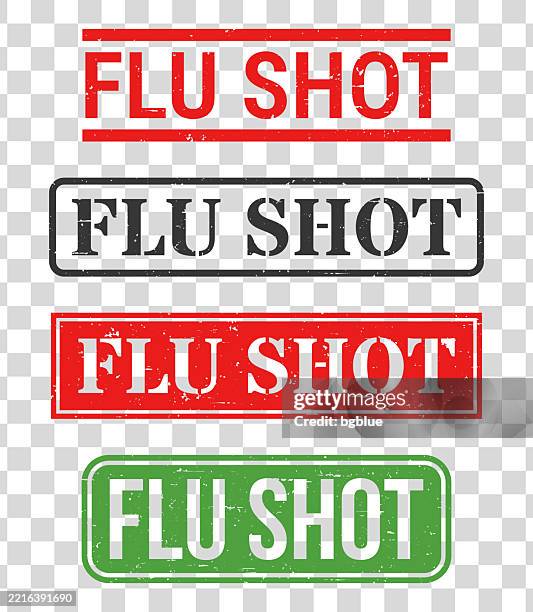 flu shot - rubber stamp set on blank background - getting flu shot stock illustrations