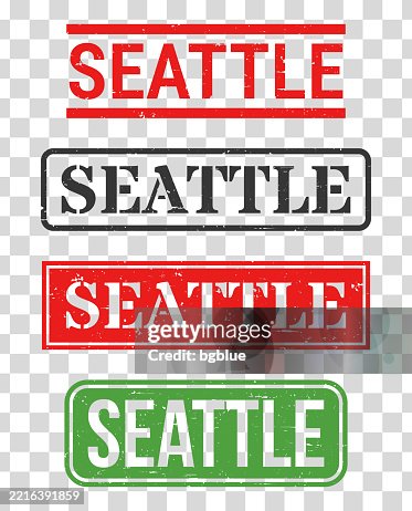 Seattle Rubber Stamp Set On Blank Background High-Res Vector Graphic ...