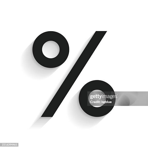percent symbol. icon with long shadow on white background - percentage sign stock illustrations