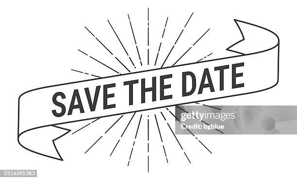 ilustraciones, imágenes clip art, dibujos animados e iconos de stock de save the date - banner con rayos de sol sobre fondo blanco - hacer una reserva
