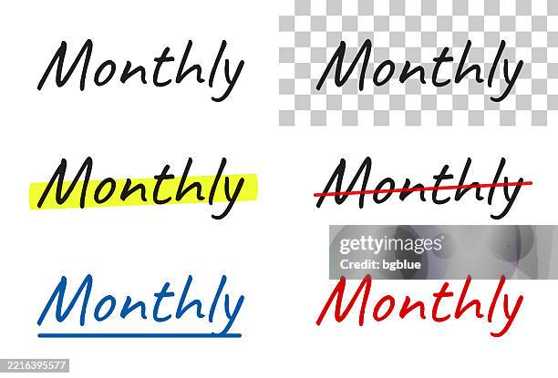 monthly - handwritten text, highlighted, crossed out, underlined on blank background - vision statement stock illustrations