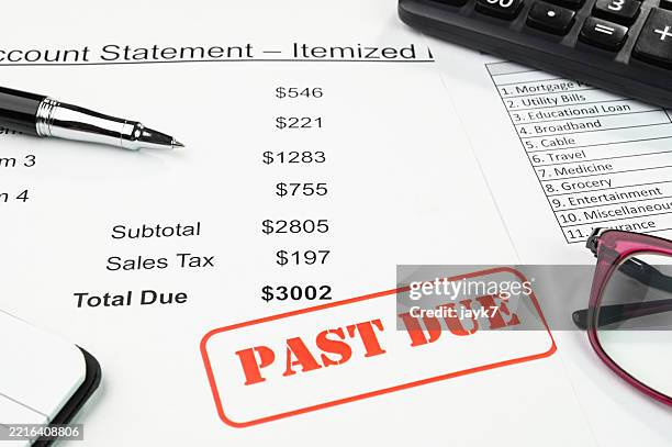 credit card statement - debt collection stock pictures, royalty-free photos & images