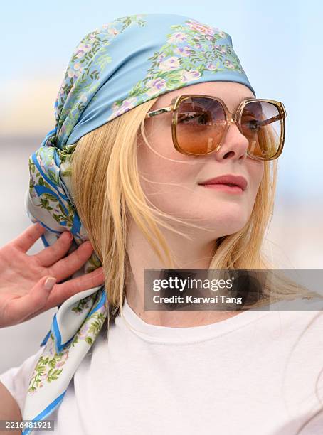 Elle Fanning during the "Affeksjonsverdi" photocall at the 78th annual Cannes Film Festival at Palais des Festivals on May 22, 2025 in Cannes, France.