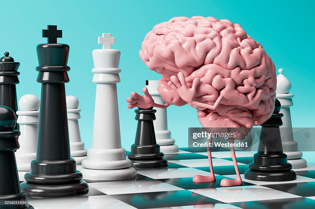 Chess Brain 3d Rendering Of A Brain Playing Chess Symbolizing Mental Health And ...