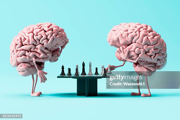 Chess Brain 3d Rendering Of Two Brains Playing Chess Symbolizing Mental Health And ...