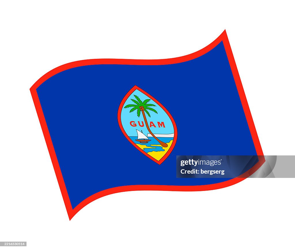 Waving National Flag of Guam. Flat Icon. Vector Illustration