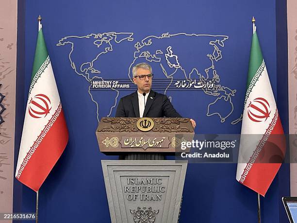 Iranian foreign ministry spokesperson Esmaeil Baghaee speaks to press about negotiations with the US in Tehran, Iran on May 26, 2025. Baghaee said...