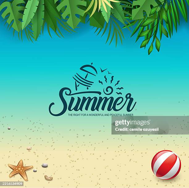 calm beach label - camping background stock illustrations