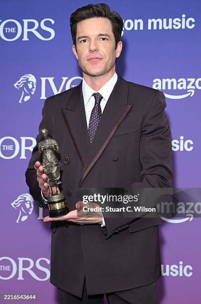Brandon Flowers, winner of the Best International Award, poses in the winners room at the Ivor Novello Awards 2025 at Grosvenor House on May 22, 2025...