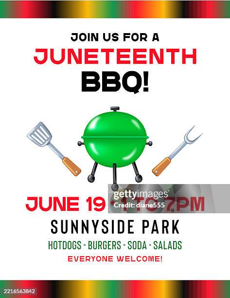 juneteenth bbq or fundraiser poster template - block party stock illustrations