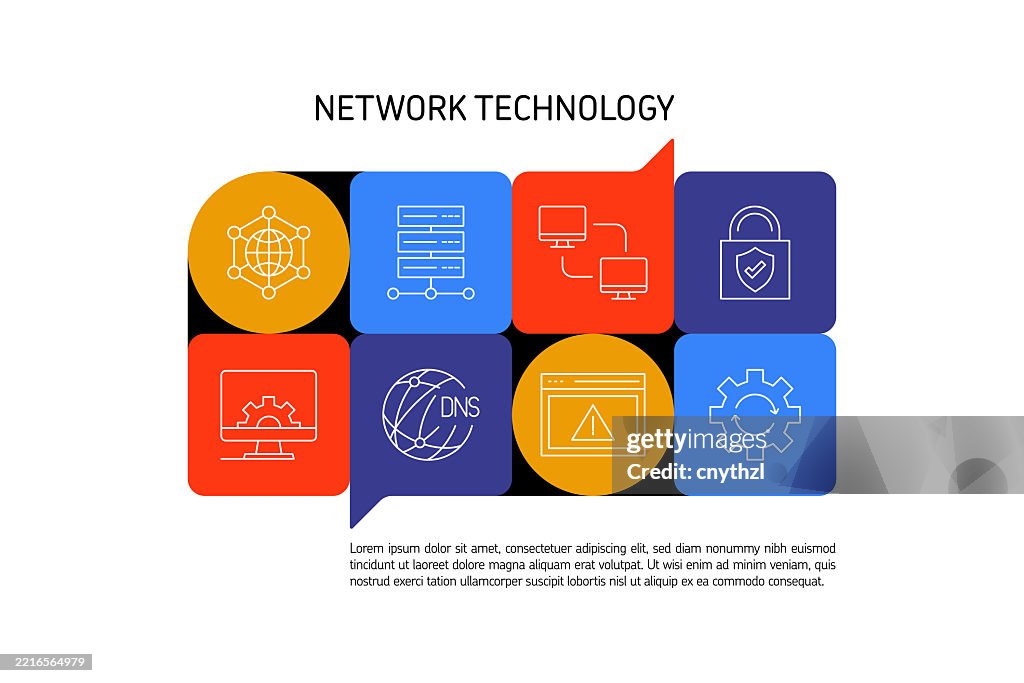 Network Technology Concept Banner Design Computer Database Server File ...