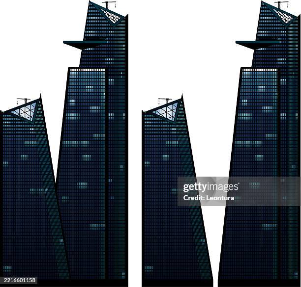 30 hudson yards, new york city silhouette - hudson yards stock illustrations