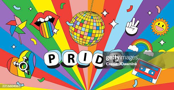 happy pride month colorful greeting design template background with abstract rainbow - gay pride symbol stock illustrations