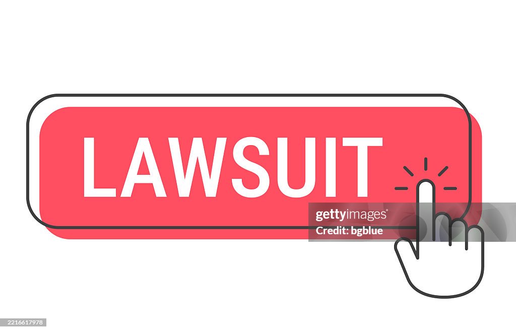 Lawsuit - Click button with hand cursor on white background