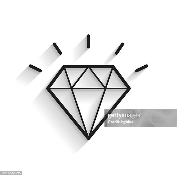 diamond. line icon with long shadow on white background - diamond white background stock illustrations