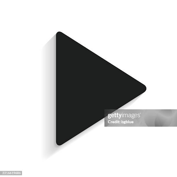 play. icon with long shadow on white background - white play button stock illustrations