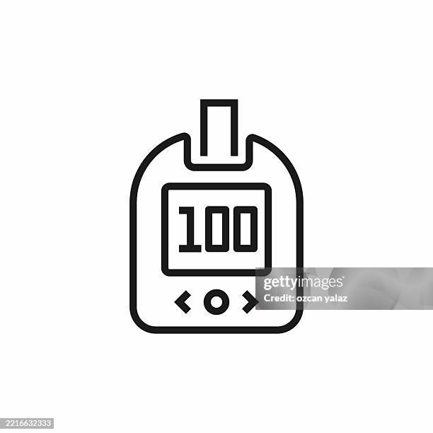 diabetes related line icons set. pixel perfect, editable stroke. vector illustration. - insulin pump stock illustrations