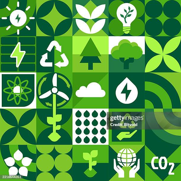 ilustraciones, imágenes clip art, dibujos animados e iconos de stock de gráficos de la bauhaus de energía verde - empresa de carácter social