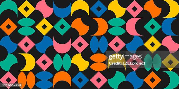 pop art geometric pattern background. bold retro geometric vector background. colorful geometric pattern. mid century modern abstract design. - decorating stage stock illustrations