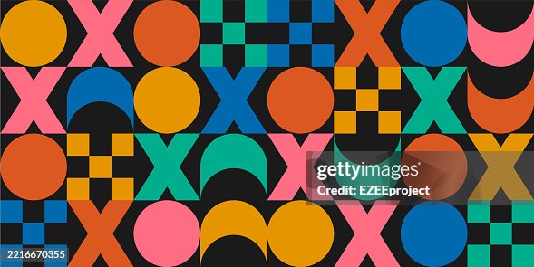 Pop art geometric pattern background. Bold retro geometric vector background. Colorful geometric pattern. Mid century modern abstract design. Pop art geometric pattern background. Bold retro geometric vector background. Colorful geometric pattern. Mid century modern abstract design.