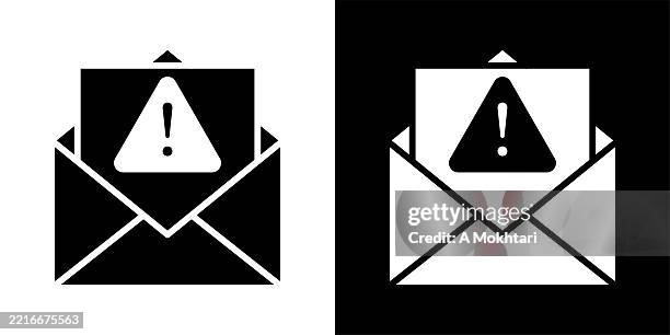 warning icon in envelope on light and dark background. - mistake stock illustrations