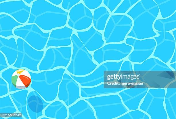 colorful beach ball floating in blue swimming pool - pool floatie stock illustrations