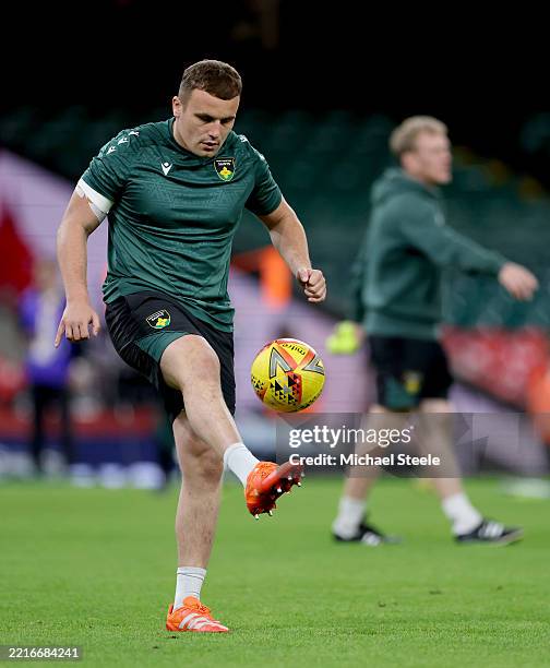 Curtis Langdon of Northampton Saints plays football during the Northampton Saints Captain's Run ahead of the Investec Champions Cup final against...