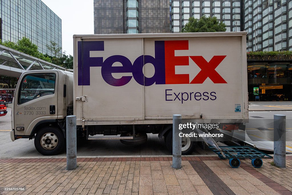 FedEx Express truck in Hong Kong