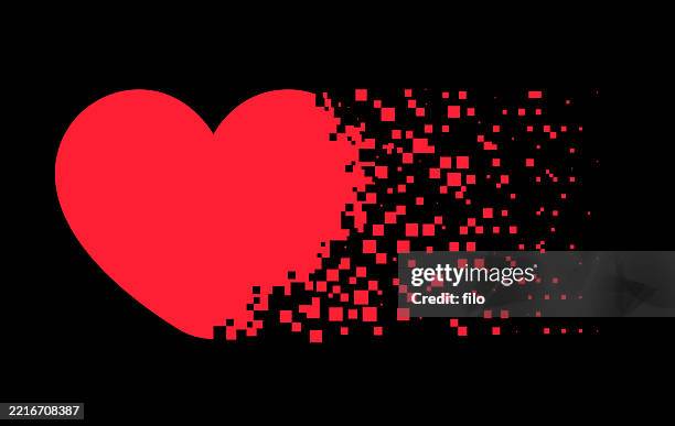 heart pixel disintegrating - abandoned stock illustrations