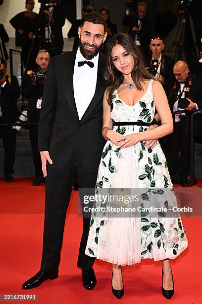 Karim Benzema and Lyna Khoudri attend the "13 Jours 13 Nuits" red carpet at the 78th annual Cannes Film Festival at Palais des Festivals on May 23,...