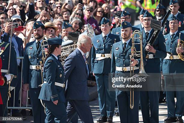 King Charles III inspects the guard of honour as he arrives at The Senate of Canada Building throne speech in Ottawa, Canada on May 27, 2025.