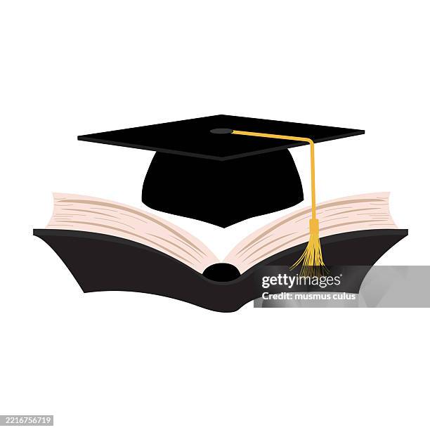 book and graduation cap - tassel stock illustrations