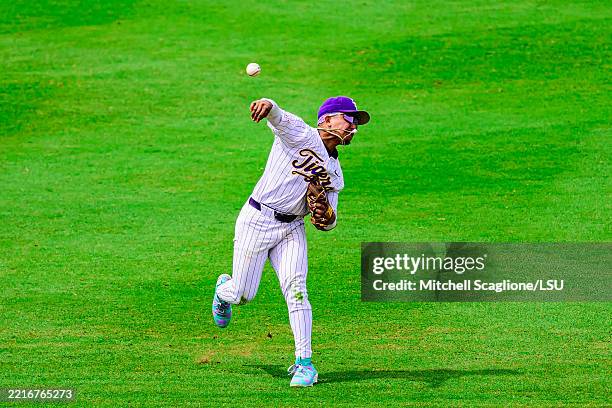 Steven Milam of the LSU Tigers in action against the Ole Miss Rebels at Hoover Metropolitan Stadium on May 24, 2025 in Hoover, Alabama.