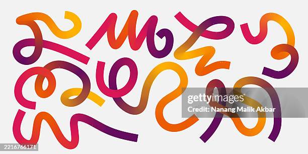 resizable lines set with colorful gradient pattern - rainbow brush stroke vector stock illustrations