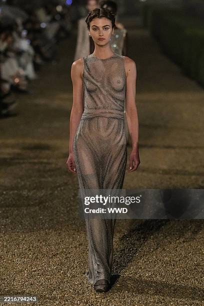 Model at the Dior Cruise 2026 show held at the Villa Albani Torlonia on May 27, 2025 in Rome, Italy.