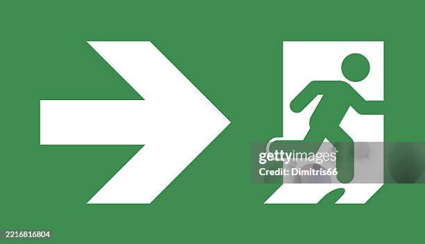 stockillustraties, clipart, cartoons en iconen met emergency exit sign - leaving