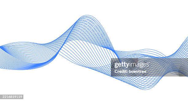 abstrac blue flowing lines technology background - squiggle line stock illustrations