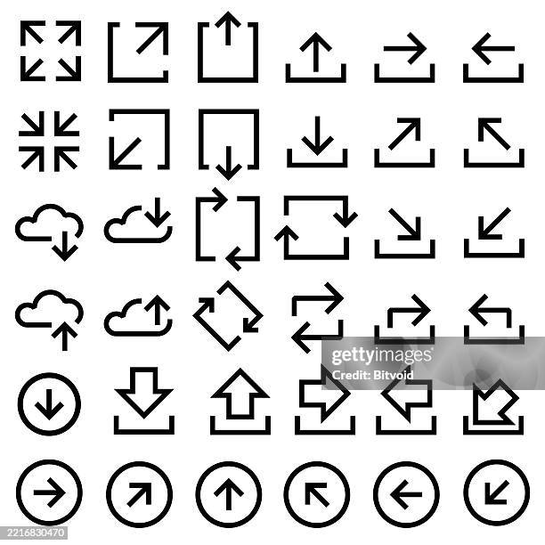 share / download / send arrow icon set stock illustration - computer send button stock illustrations