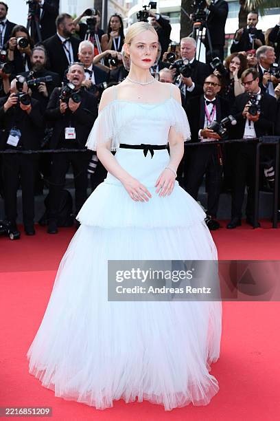 Elle Fanning attends the closing ceremony red carpet at the 78th annual Cannes Film Festival at Palais des Festivals on May 24, 2025 in Cannes,...
