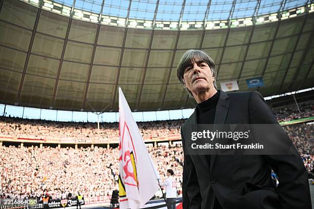 Joachim Low, Former German Head coach looks on prior to the DFB Cup Final 2025 between DSC Arminia Bielefeld and VfB Stuttgart at Olympiastadion on...