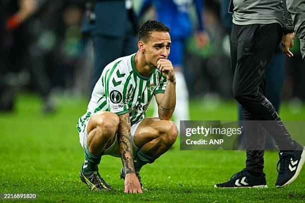 Antony of Real Betis balks at the loss during the Final UEFA Conference League match between Real Betis and Chelsea FC at the Stadion Miejski we...