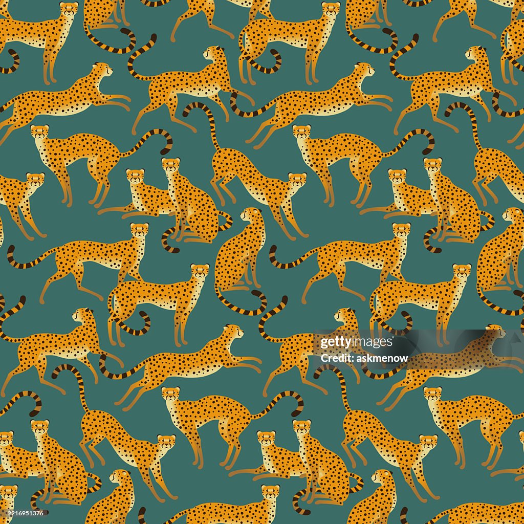 Seamless pattern with cheetahs