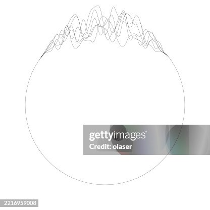 Monochrome Line Art With Oscillating Patterns On A Sphere High-Res ...