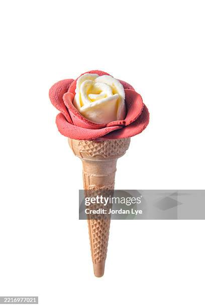 gelato ice cream with flower shape isolated on white background - gelato stock pictures, royalty-free photos & images