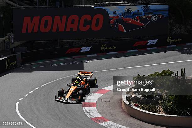 Lando Norris of Great Britain driving the McLaren MCL39 Mercedes on track during the F1 Grand Prix of Monaco at Circuit de Monaco on May 25, 2025 in...