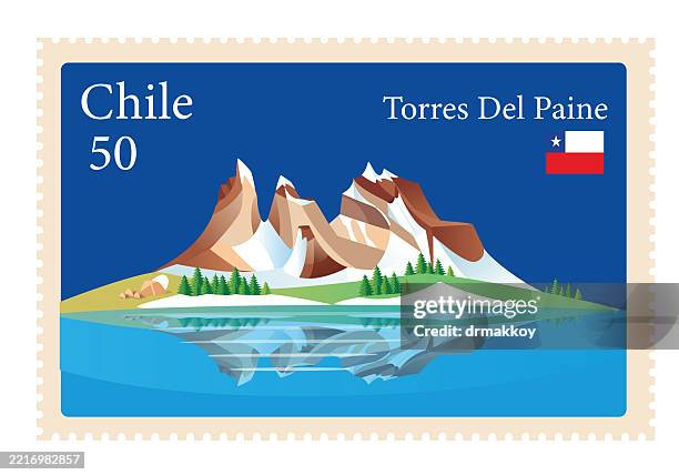 torres del paine mountains, patagonia - torres del paine stock illustrations