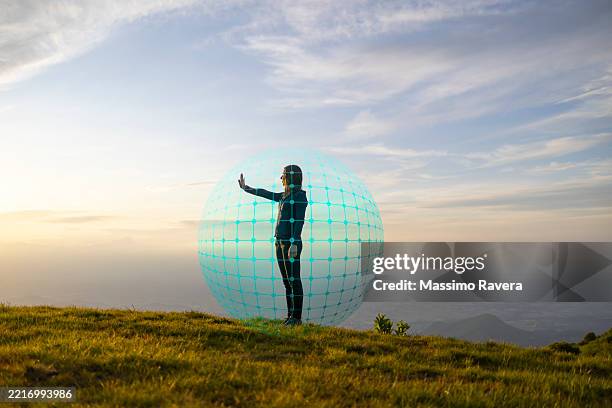 protective sphere - safety bubble stock pictures, royalty-free photos & images
