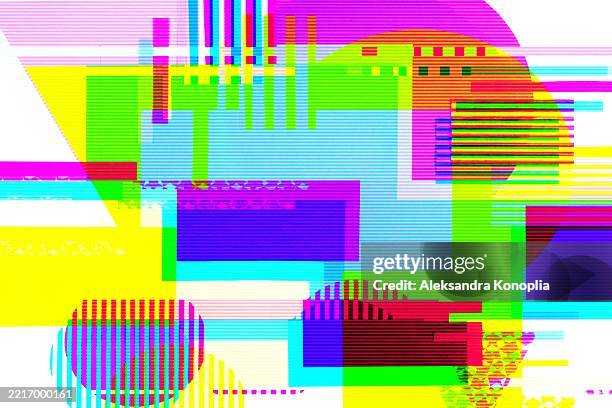 glitch art geometric pattern in vibrant 80s neon colors - magazine blank cover stock pictures, royalty-free photos & images