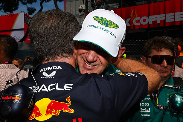 Christian Horner, Team Principal of Oracle Red Bull Racing and Adrian Newey, Managing Technical Partner of Aston Martin F1 on the grid during the F1...